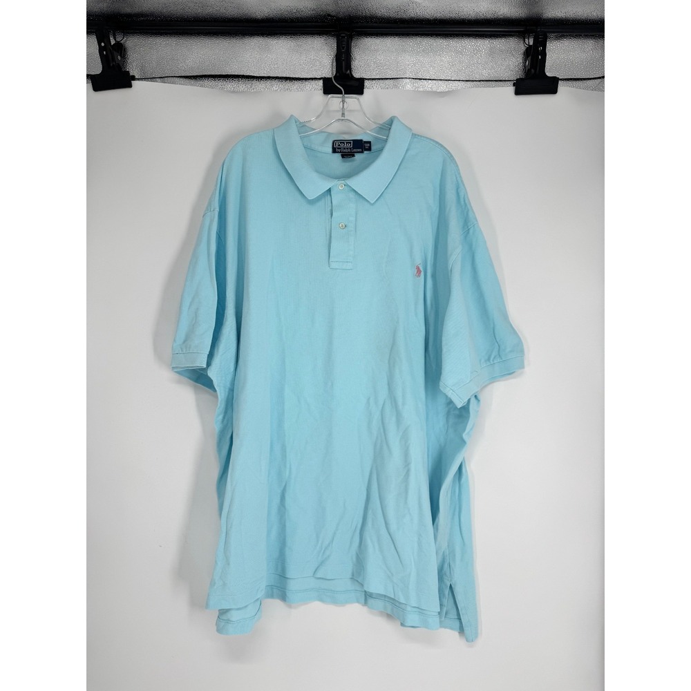 Polo Ralph Lauren Polo Shirt 5XL Big 5XB Light Blue Short Sleeve Pony Cotton